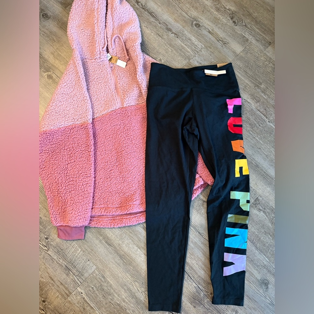 VS PINK sherpa hoodie and leggings NEW